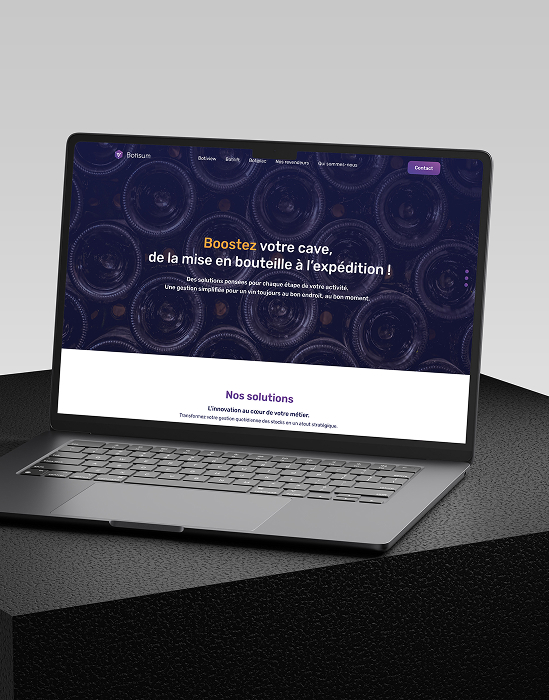 Mockup d'un ordinateur avec le site de Botisum