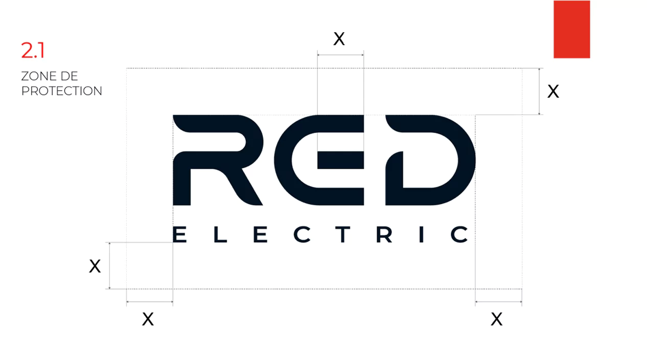 Slide illustrant la zone de protection du logo RED Electric