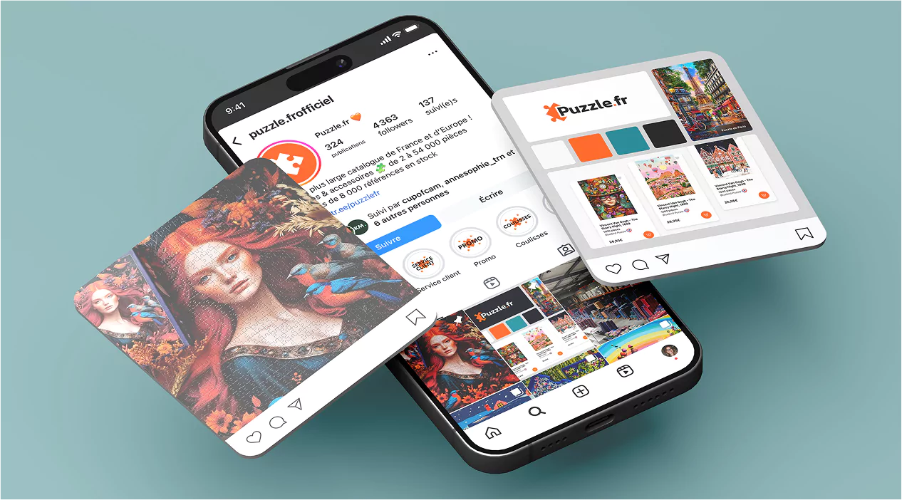 Mockup de pages du site Puzzle.fr sur mobile