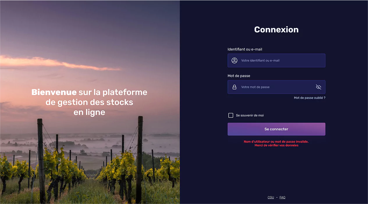 Ecran d'accueil et de connexion à l'application Botiview de Botisum