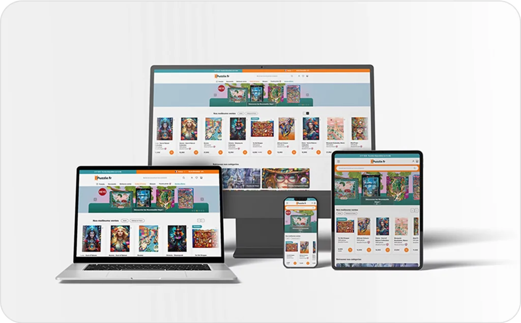 Mockup de pages web du site Puzzle.fr designé par l'agence HKM