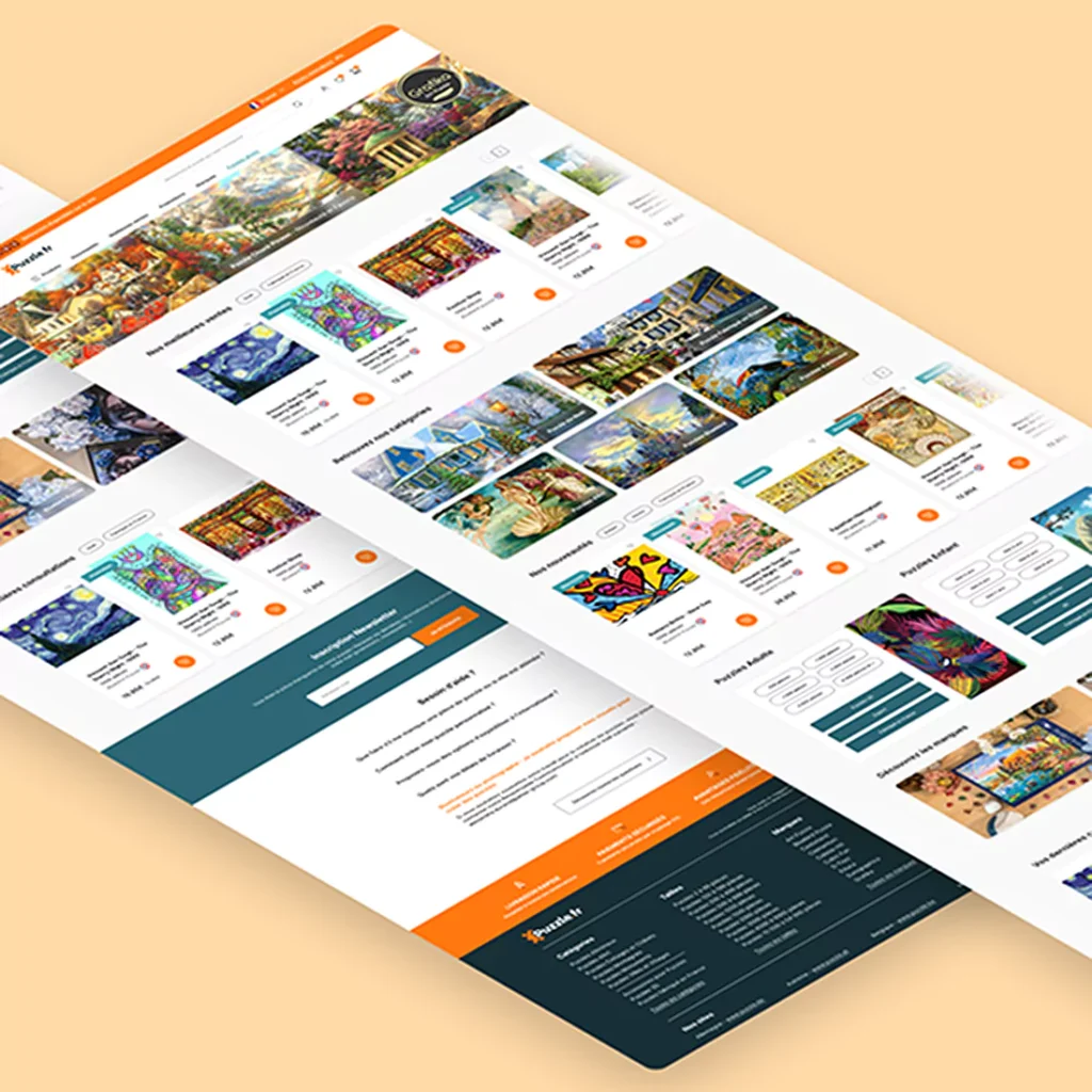 Mockup de pages web du site Puzzle.fr designées par l'agence HKM