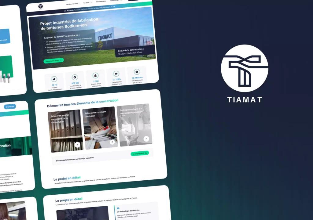 Mockup des pages du site Tiamat