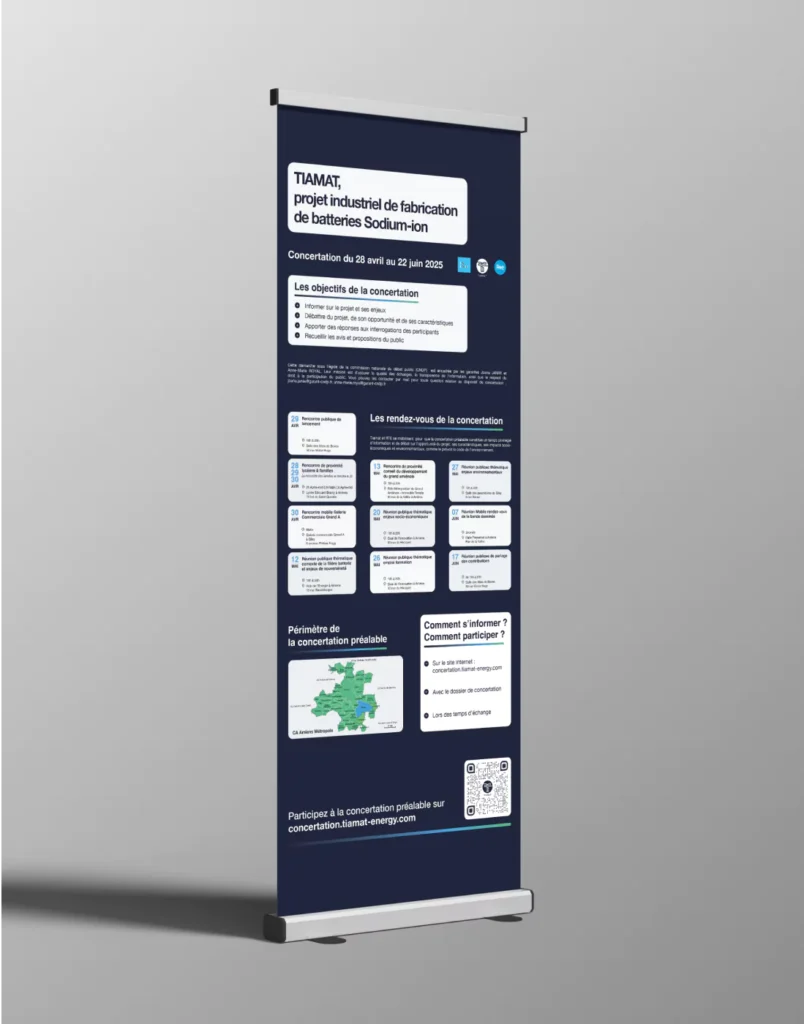 mockup du rollup tiamat pour présenter les détails de la concertation