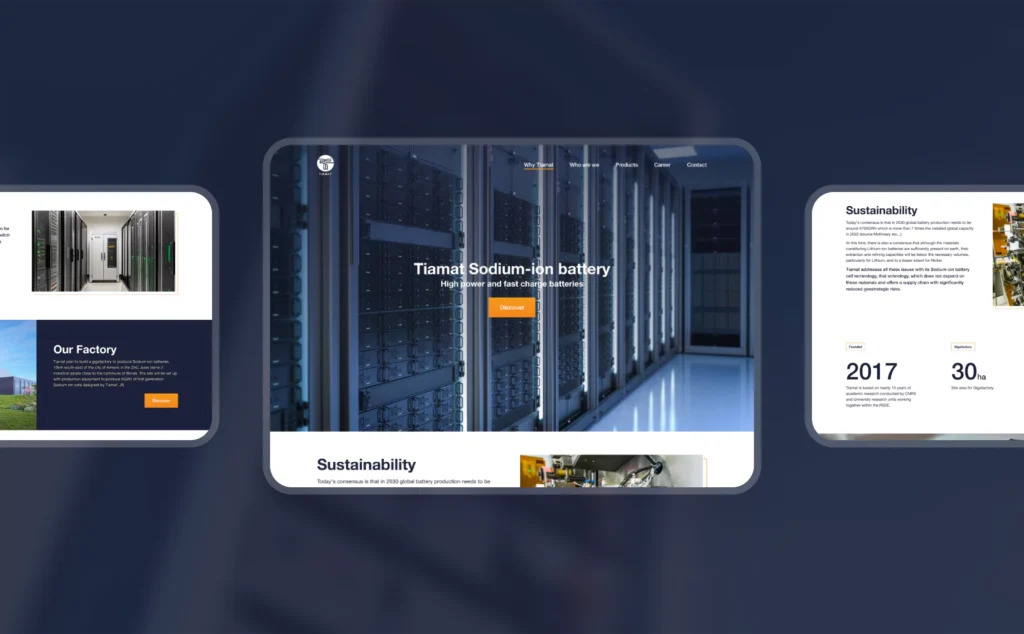 Mockup du site Tiamat corporate