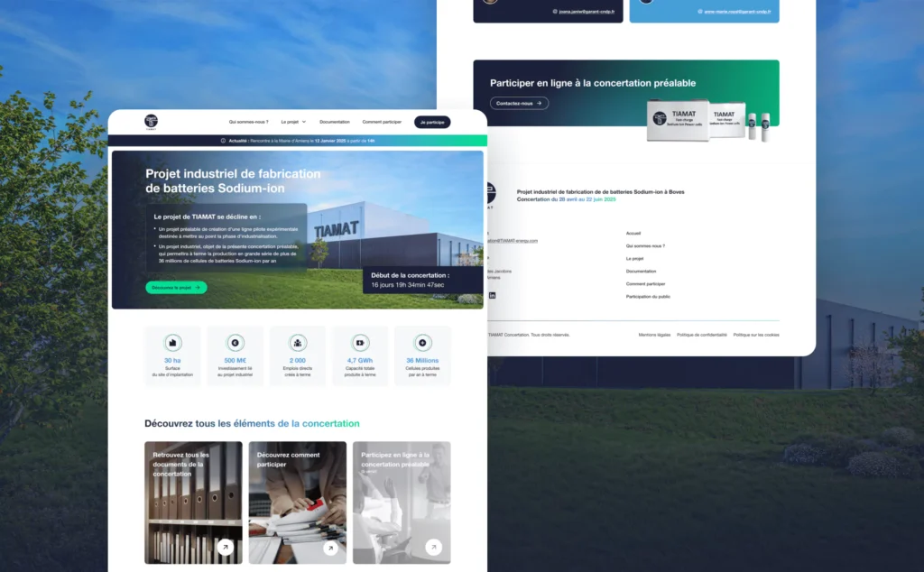 Mockup du site de concertation Tiamat version desktop