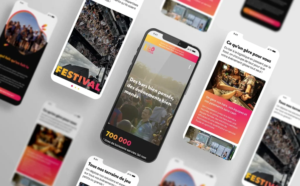 Mockup de mise en situation de la version mobile réalisée pour le site Hectoflo